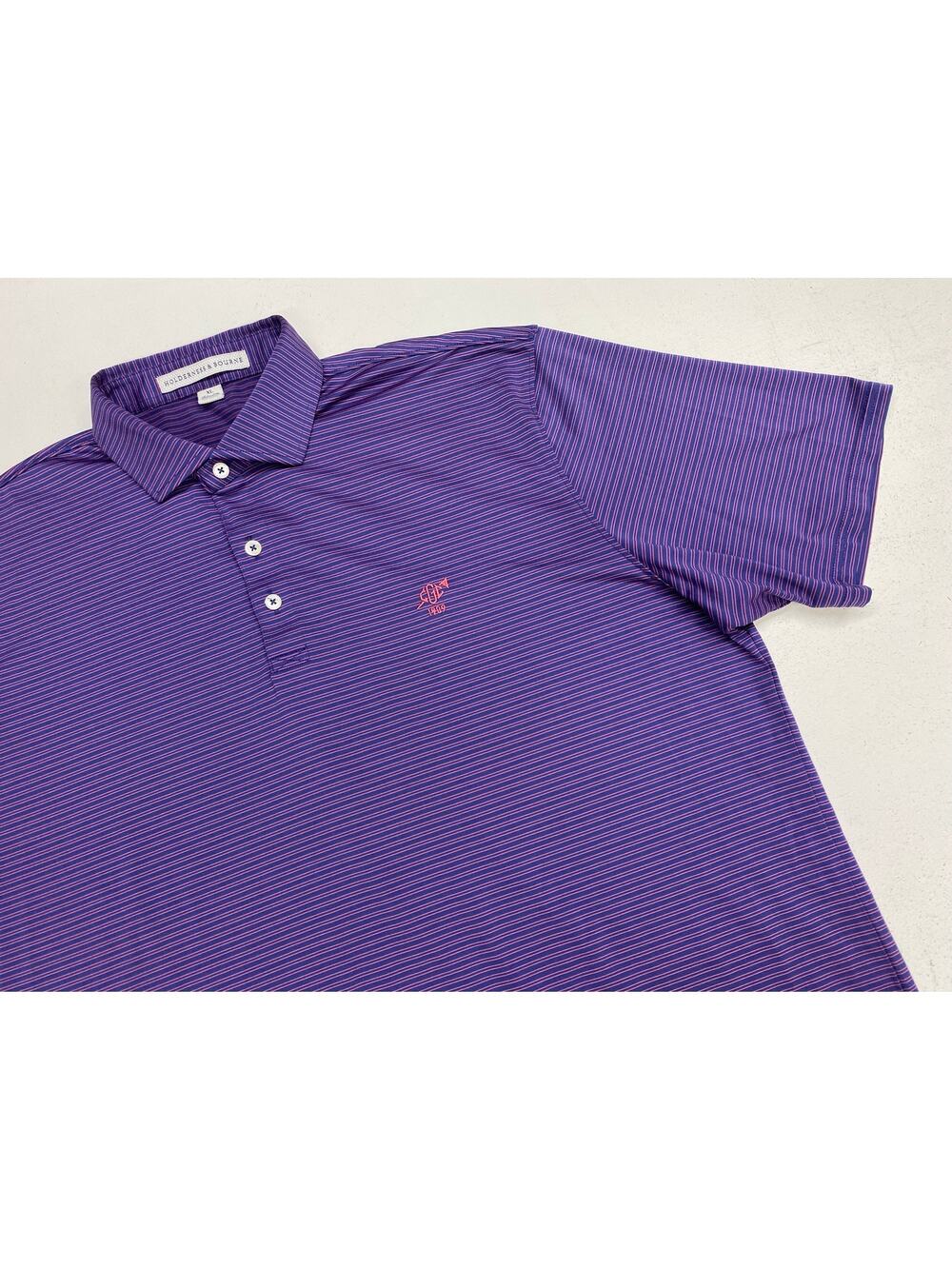 Holderness & Bourne Tailored Fit Greensboro CC stripe performance golf polo XL